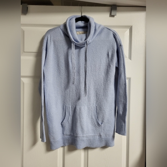 LOFT Sweaters - Loft - Light Blue, Cowl Neck,Drawstring, Front Pocket Sweater - Size S